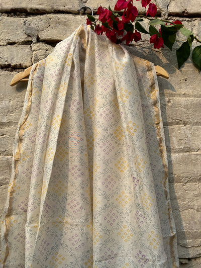 MANNAT:Handblock Printed Silk-Cott Chanderi Dupatta