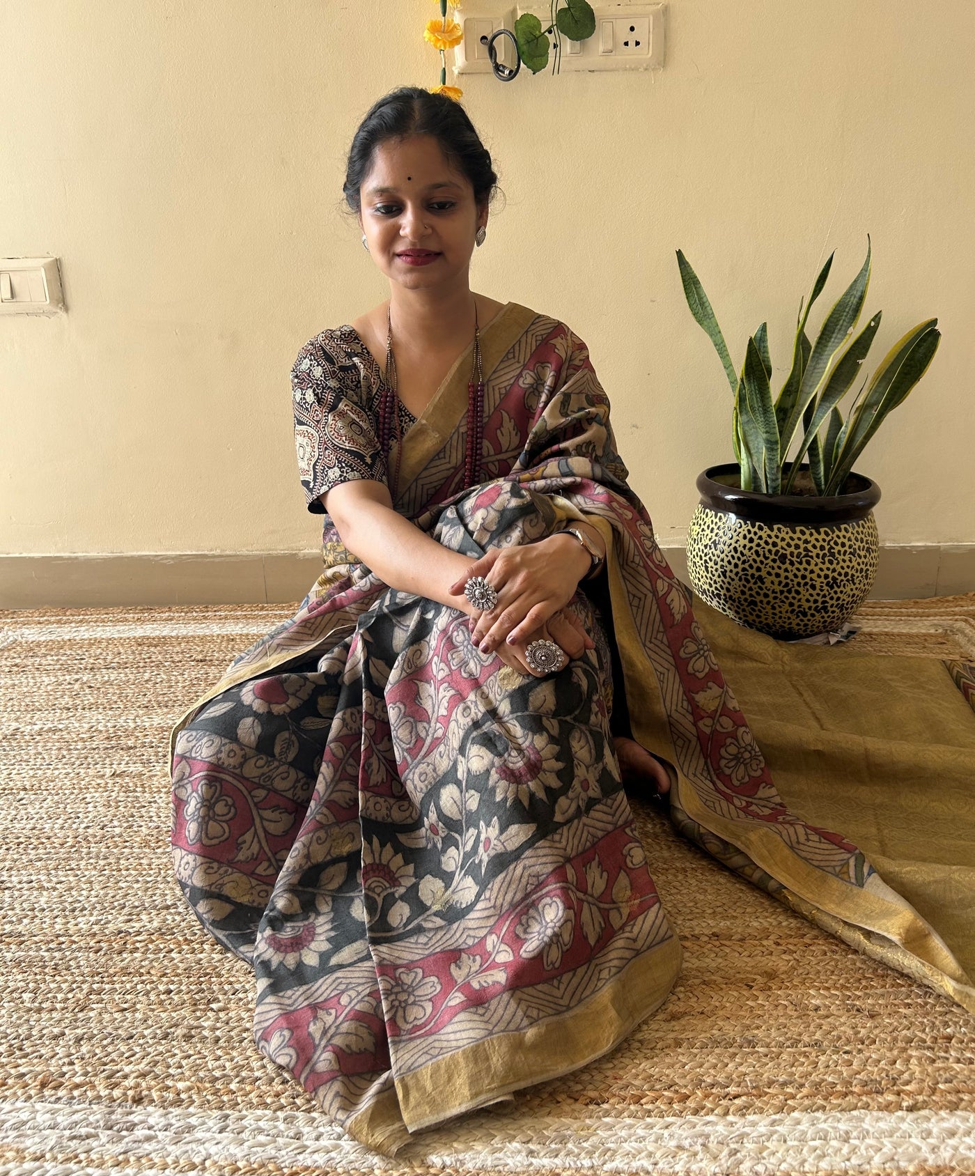 Dashawatar:Handloom Pure Tussar Kalamkari saree