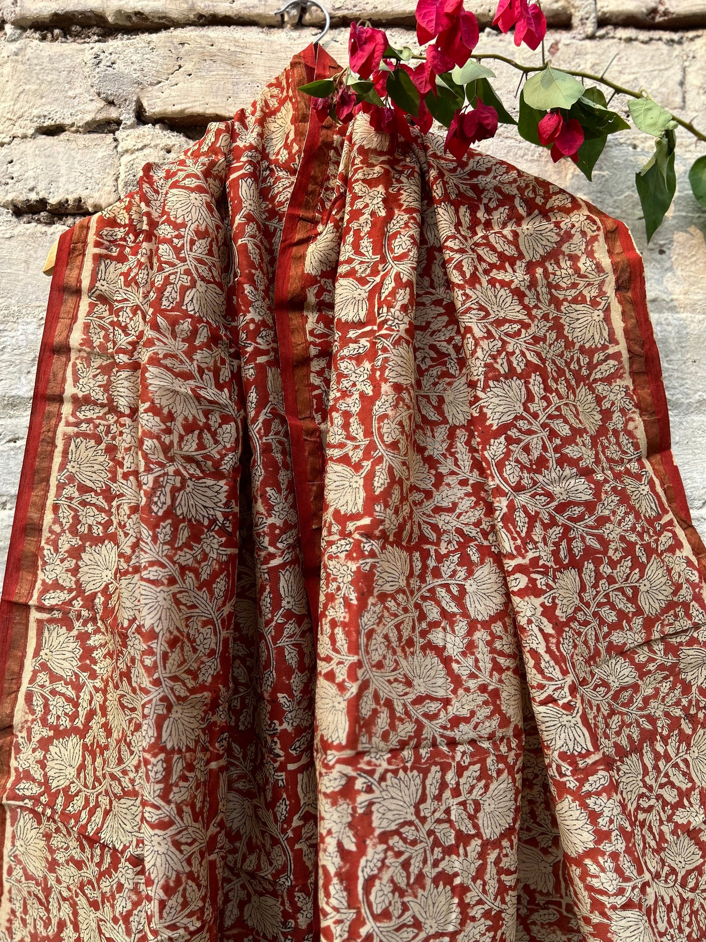 PUSHPA: Handblock Printed Silk-Cott Chanderi Dupatta