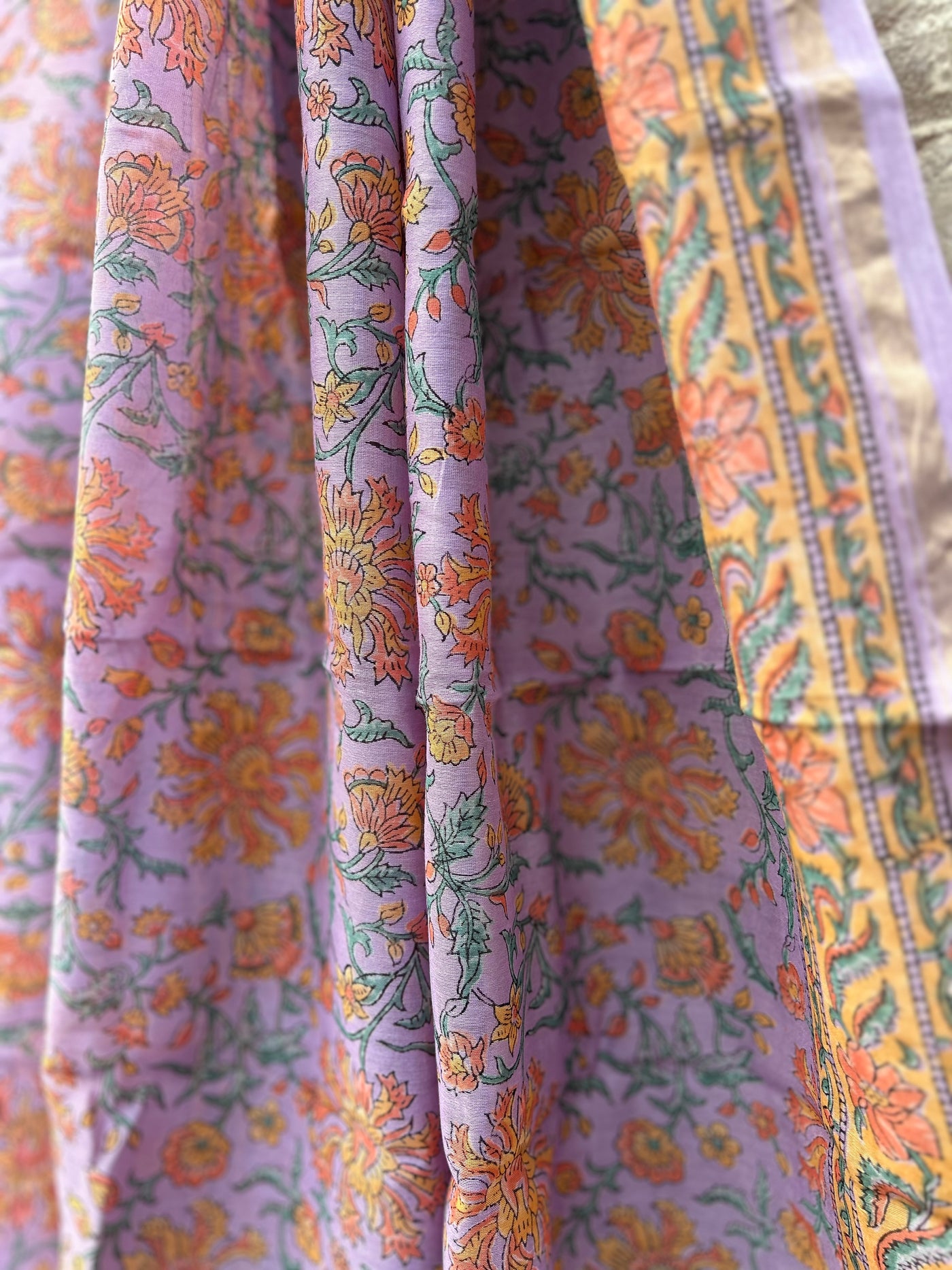 ROSHNI : Handblock Printed Silk-Cott Chanderi Dupatta