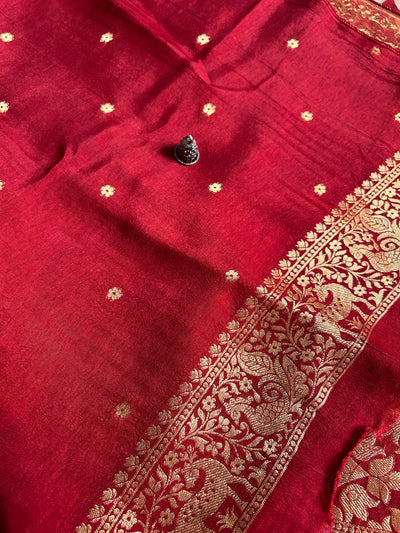 SHRUTI:Handblock Dola Silk Ajrakh Saree