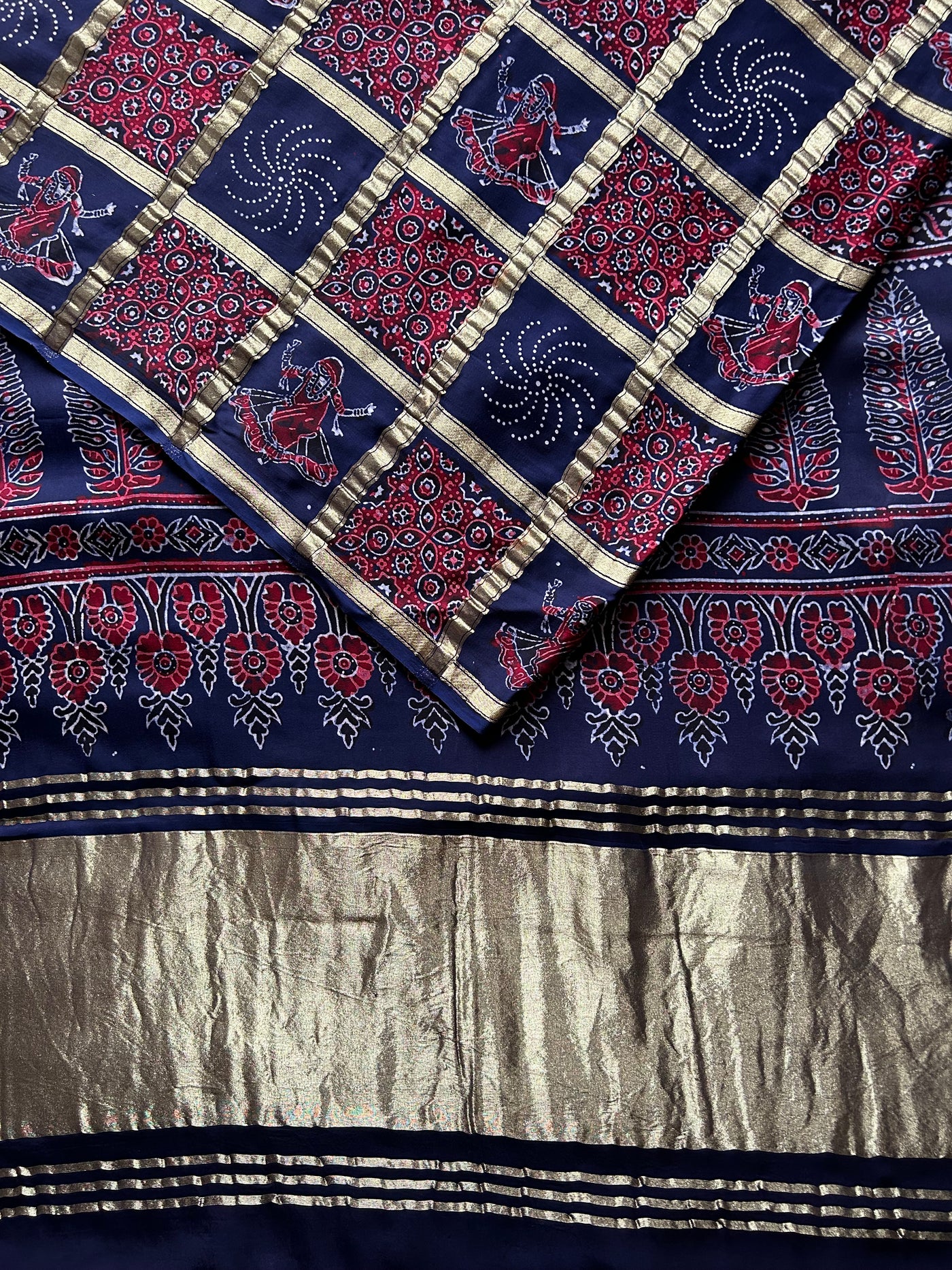 Sparkling shine: Handblock Gharchola modal silk saree