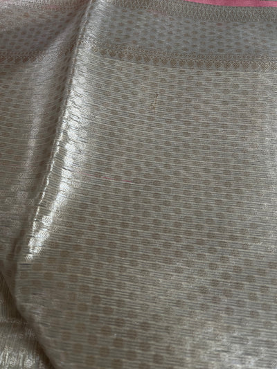 KANAK : CREAM, FESTIVE WEAR BANARASI KOTA CHECKS SAREE WITH MEENAKARI JAAL.