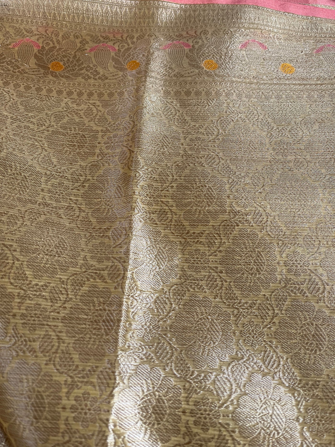 RAUNAK : PASTEL YELLOW , FESTIVE WEAR BANARASI KOTA CHECKS SAREE WITH MEENAKARI JAAL.