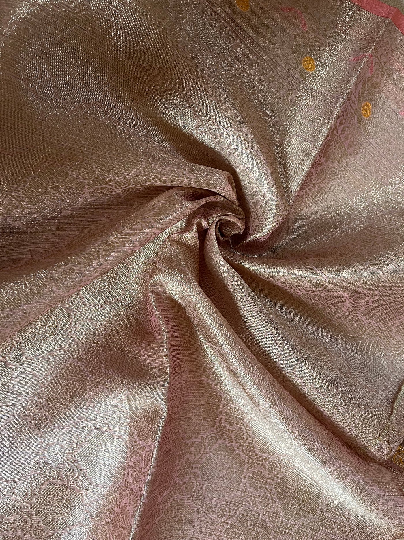 DHANAK : PASTEL PINK, FESTIVE WEAR BANARASI KOTA CHECKS SAREE WITH MEENAKARI JAAL.