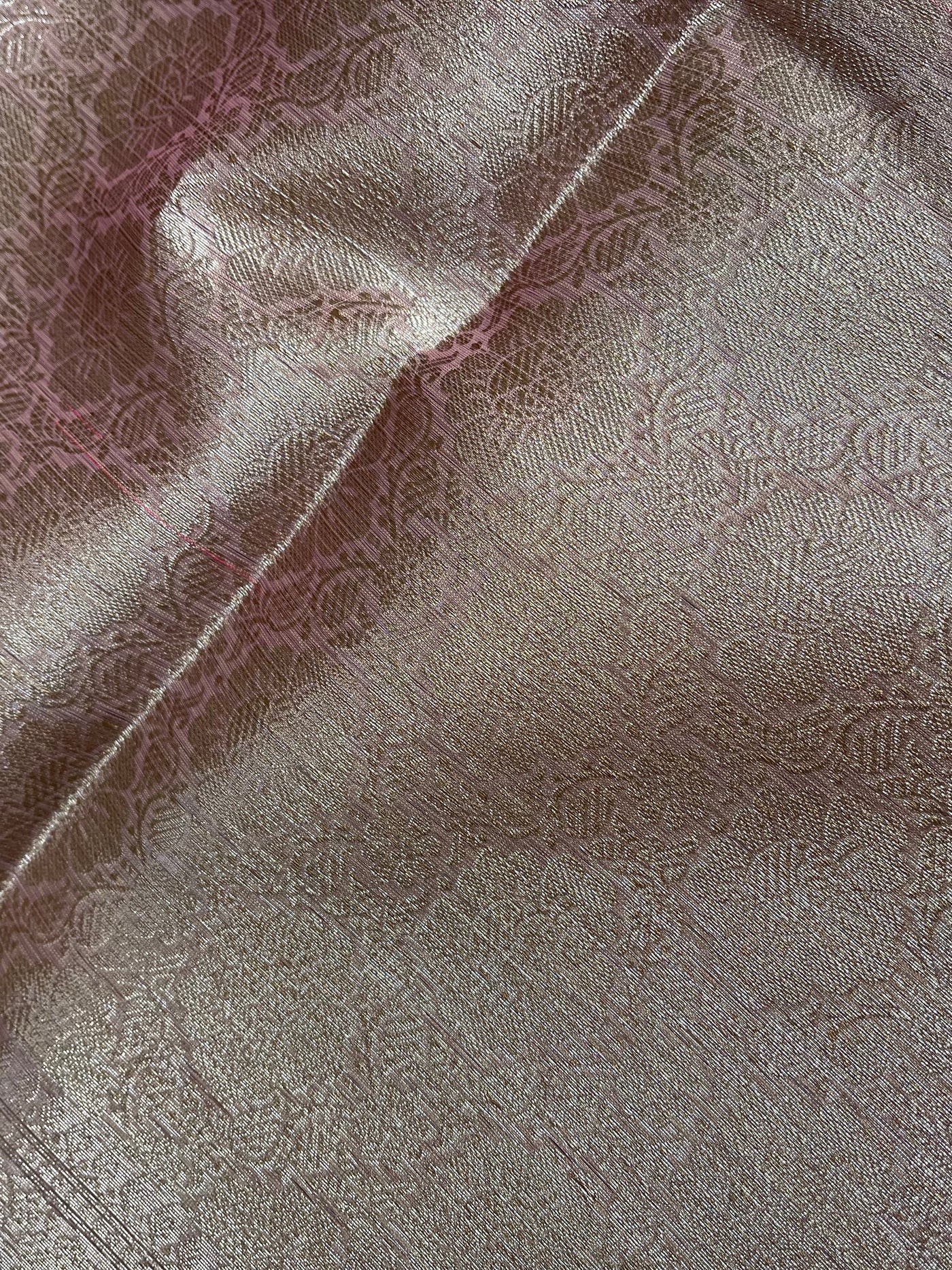 DHANAK : PASTEL PINK, FESTIVE WEAR BANARASI KOTA CHECKS SAREE WITH MEENAKARI JAAL.