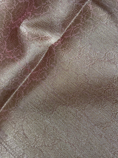 DHANAK : PASTEL PINK, FESTIVE WEAR BANARASI KOTA CHECKS SAREE WITH MEENAKARI JAAL.