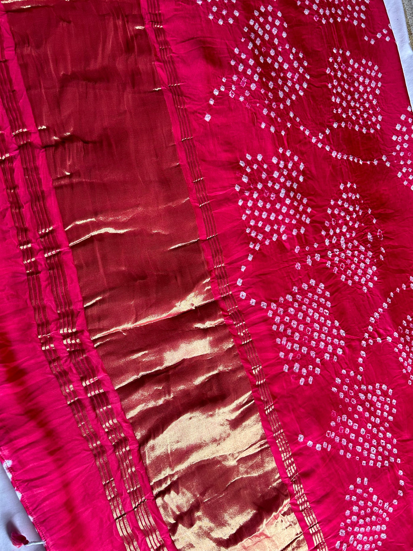 Tejaswani: Handmade Designer Bandhani Modal Silk Tissue Pallu Saree