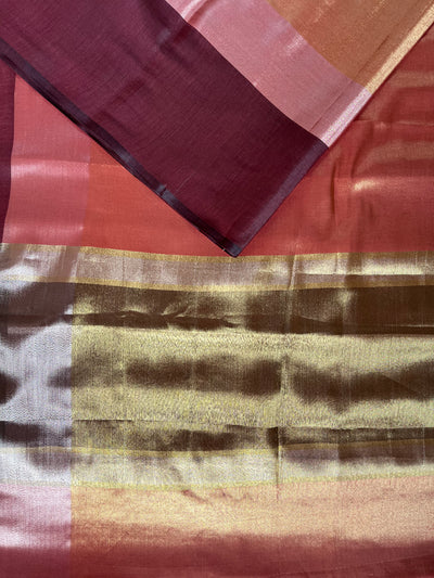 KAMINI : ROSE GOLD, DESIGNER PARTY WEAR TISSUE SILK SAREE