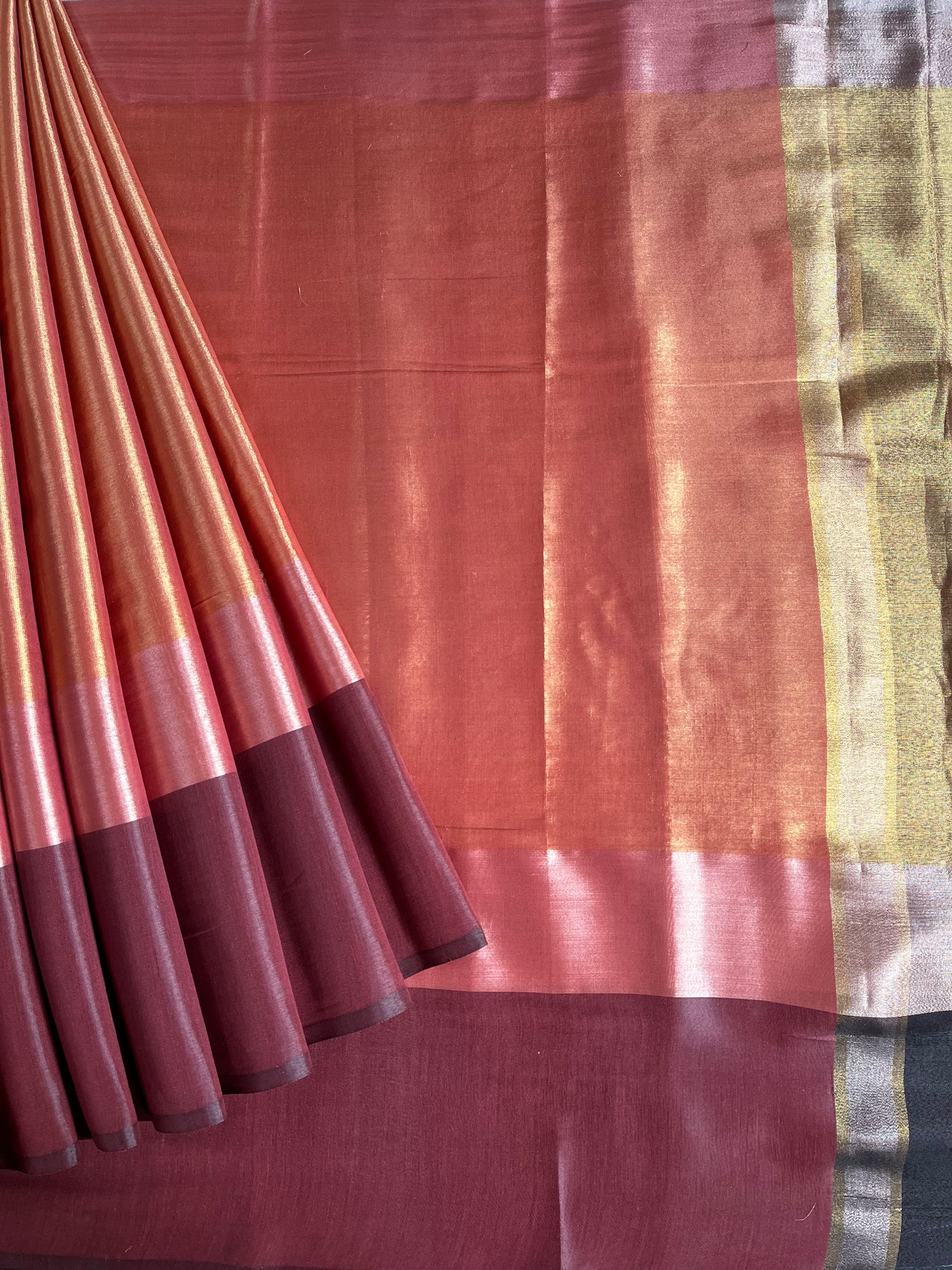 KAMINI : ROSE GOLD, DESIGNER PARTY WEAR TISSUE SILK SAREE