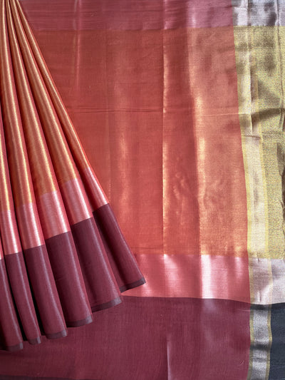KAMINI : ROSE GOLD, DESIGNER PARTY WEAR TISSUE SILK SAREE