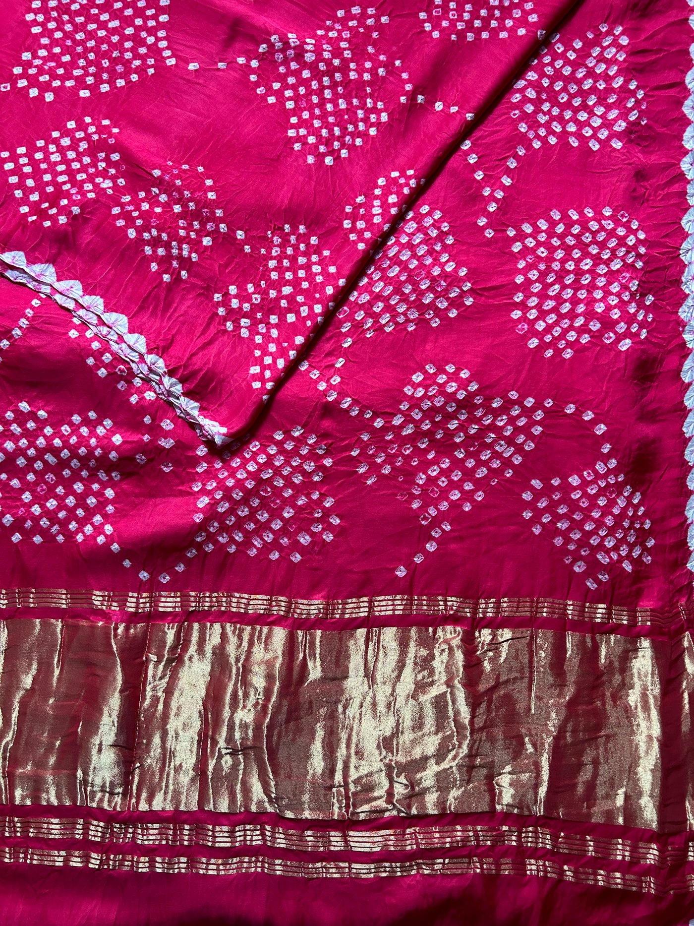 Tejaswani: Handmade Designer Bandhani Modal Silk Tissue Pallu Saree