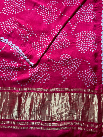 Tejaswani: Handmade Designer Bandhani Modal Silk Tissue Pallu Saree