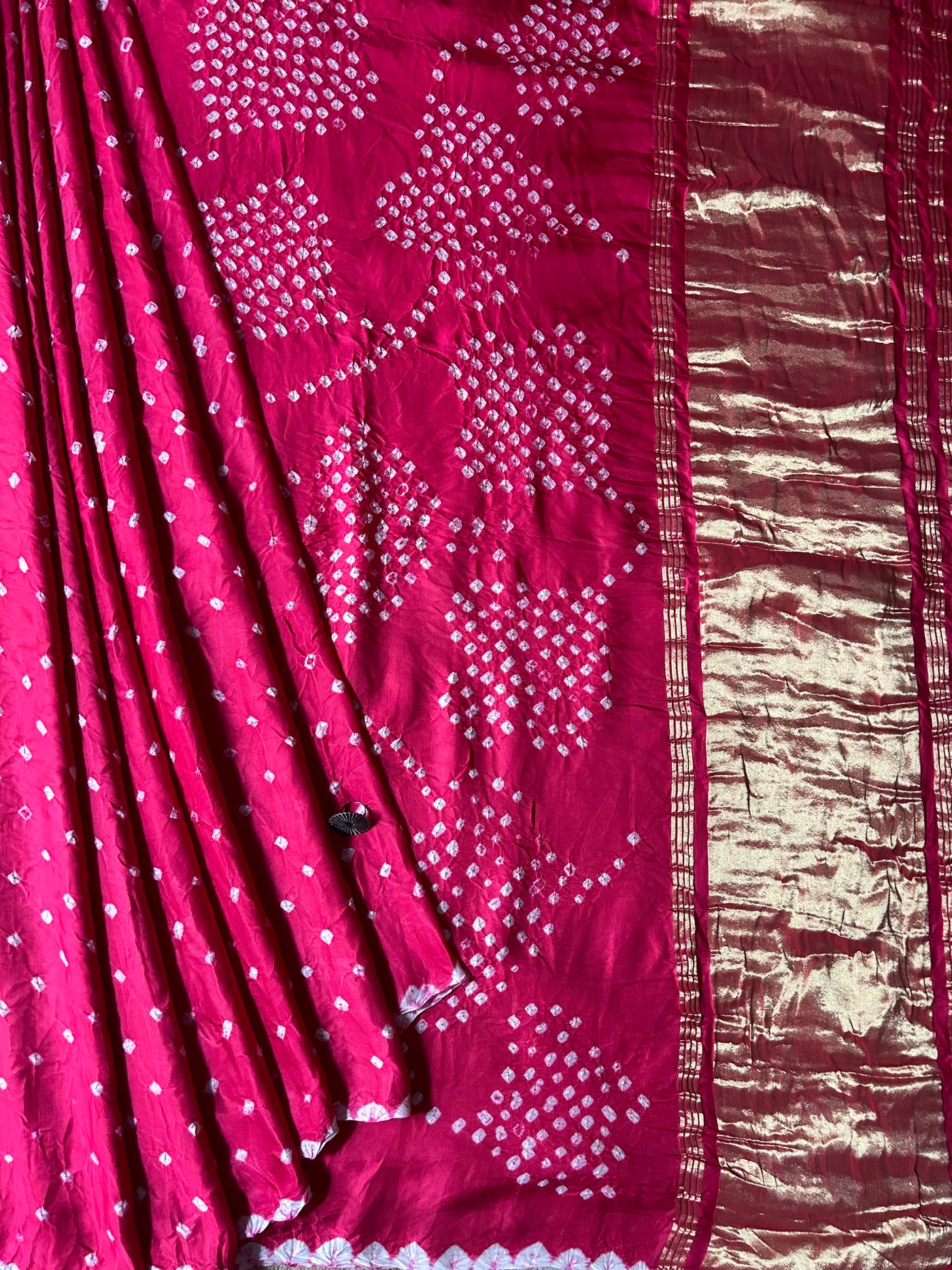 Tejaswani: Handmade Designer Bandhani Modal Silk Tissue Pallu Saree