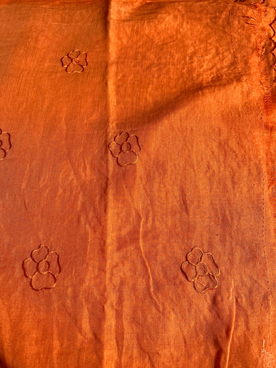 NARANGI : PARTYWEAR  PURE SILK-EXCEL SAREE WITH THREAD EMBROIDERY.