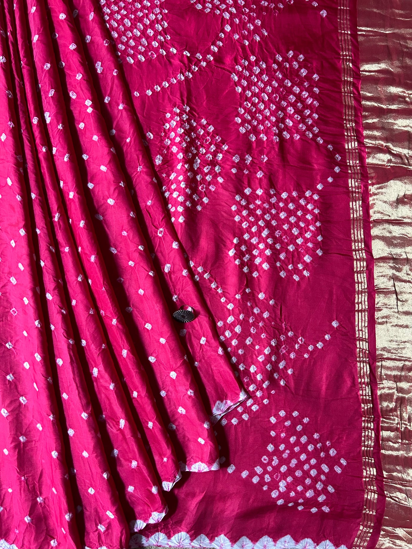 Tejaswani: Handmade Designer Bandhani Modal Silk Tissue Pallu Saree