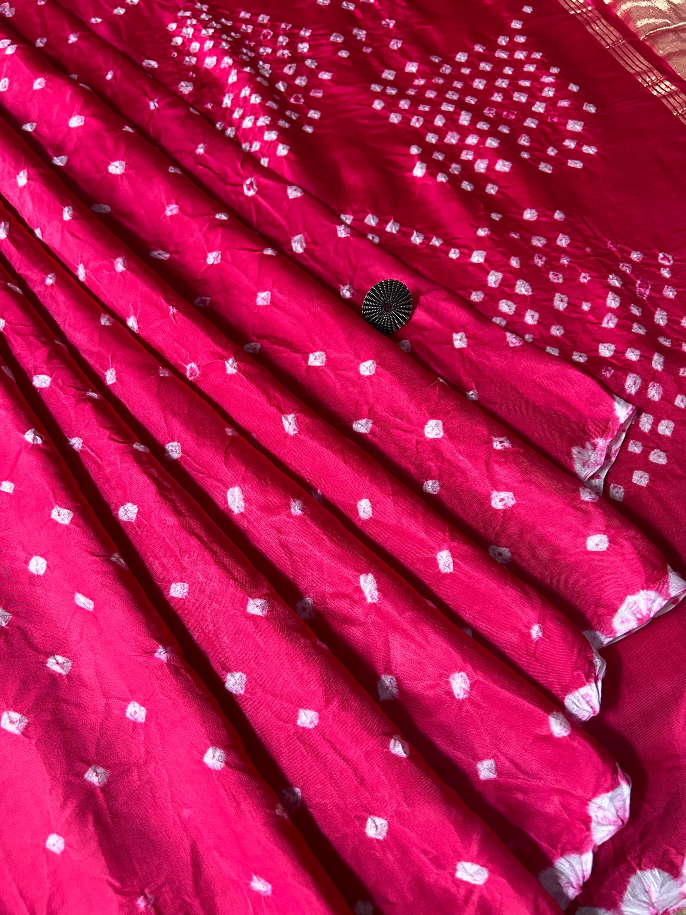 Tejaswani: Handmade Designer Bandhani Modal Silk Tissue Pallu Saree