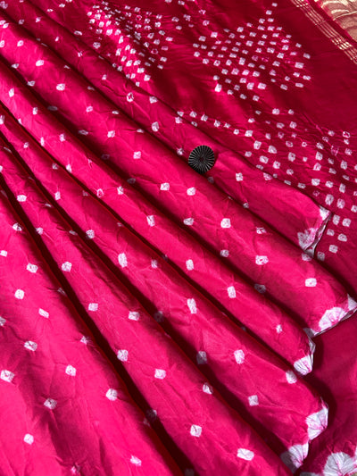 Tejaswani: Handmade Designer Bandhani Modal Silk Tissue Pallu Saree