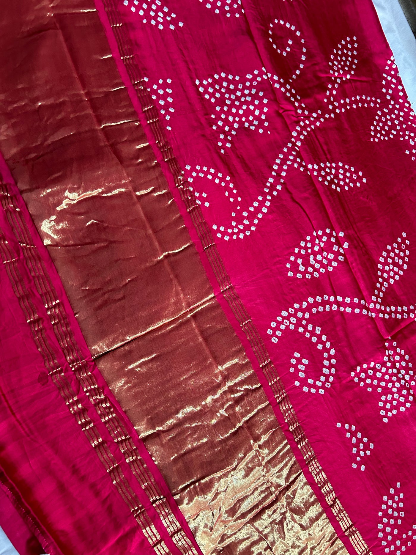 Kanistha: Handmade Designer Bandhani Modal Silk Tissue Pallu Saree