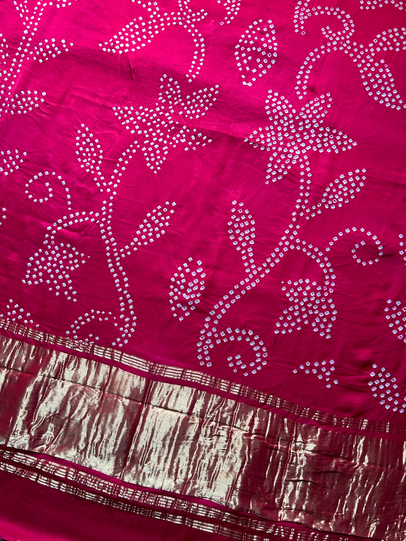 Kanistha: Handmade Designer Bandhani Modal Silk Tissue Pallu Saree