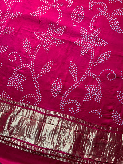 Kanistha: Handmade Designer Bandhani Modal Silk Tissue Pallu Saree