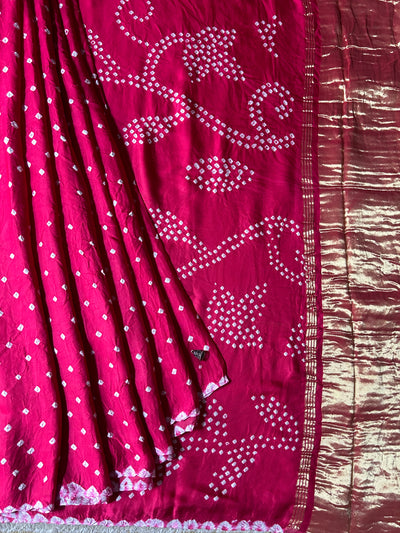 Kanistha: Handmade Designer Bandhani Modal Silk Tissue Pallu Saree