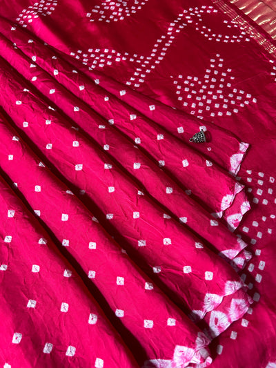 Kanistha: Handmade Designer Bandhani Modal Silk Tissue Pallu Saree