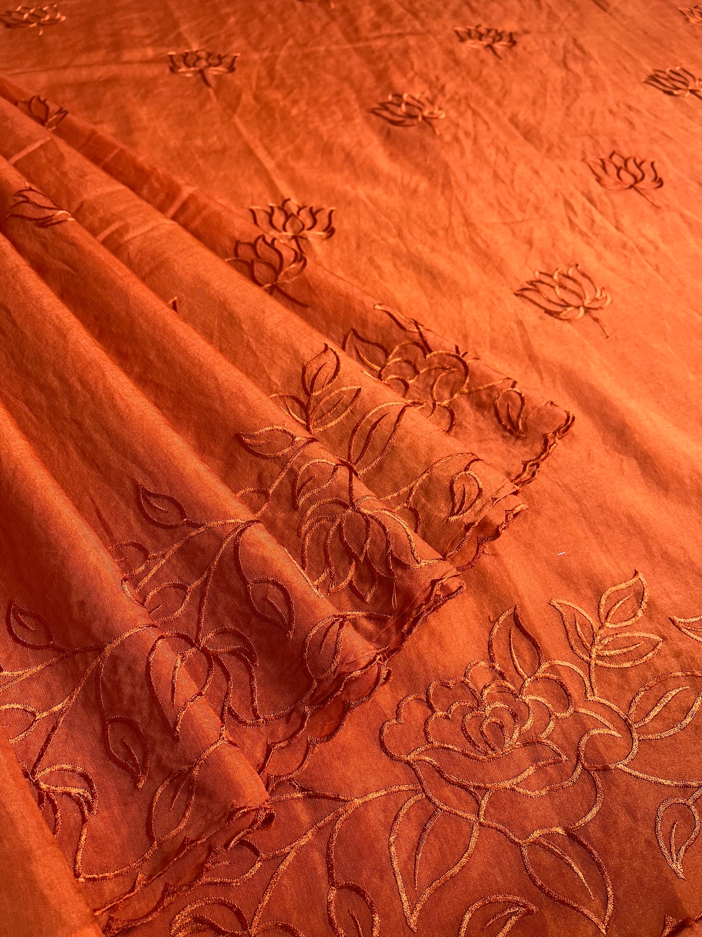 NARANGI : PARTYWEAR  PURE SILK-EXCEL SAREE WITH THREAD EMBROIDERY.