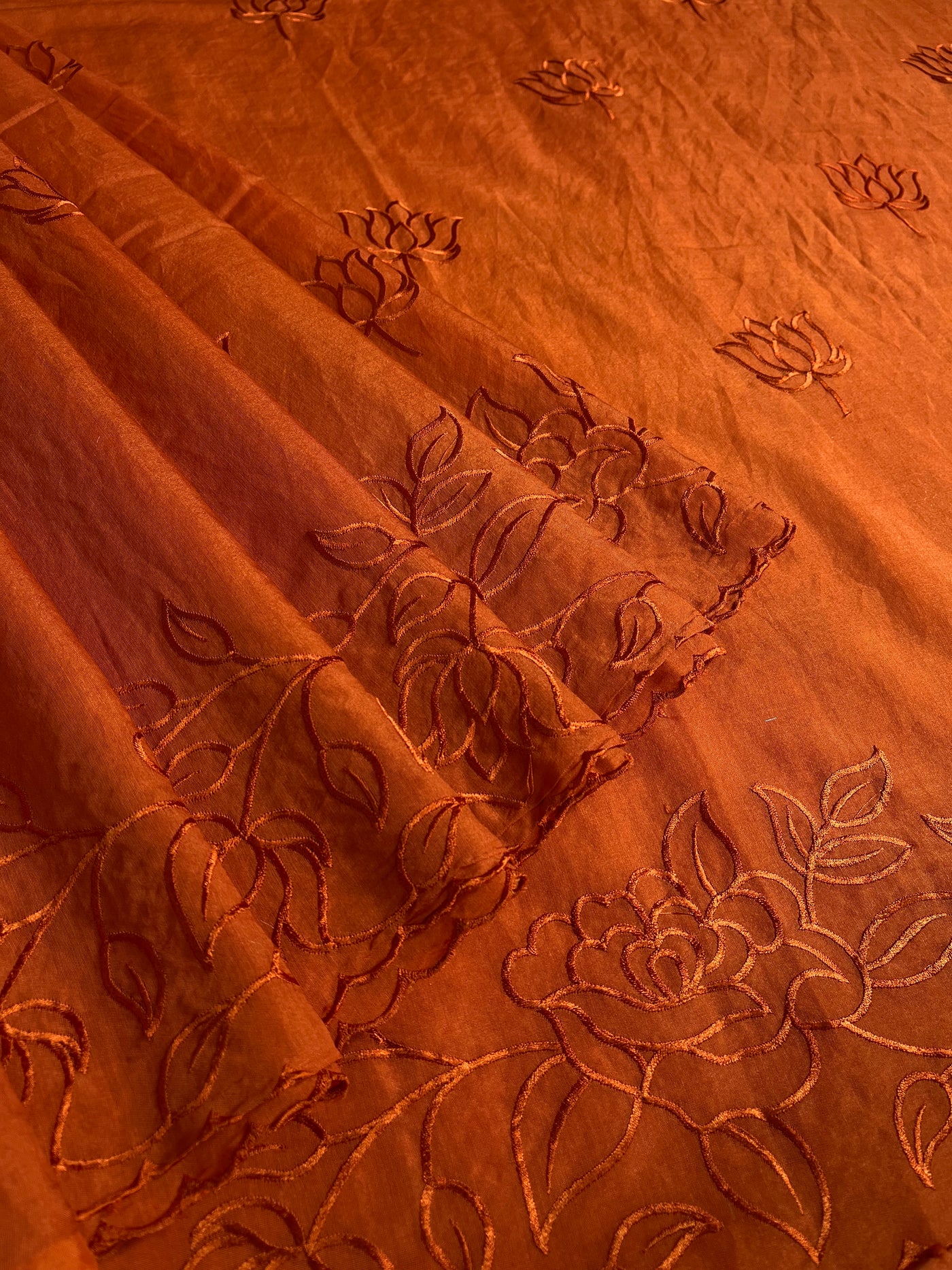 NARANGI : PARTYWEAR  PURE SILK-EXCEL SAREE WITH THREAD EMBROIDERY.