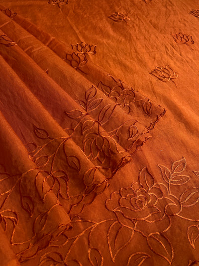 NARANGI : PARTYWEAR  PURE SILK-EXCEL SAREE WITH THREAD EMBROIDERY.