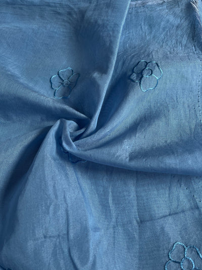 KANCHAN : INDIGO,PARTYWEAR  PURE SILK-EXCEL SAREE WITH THREAD EMBROIDERY.