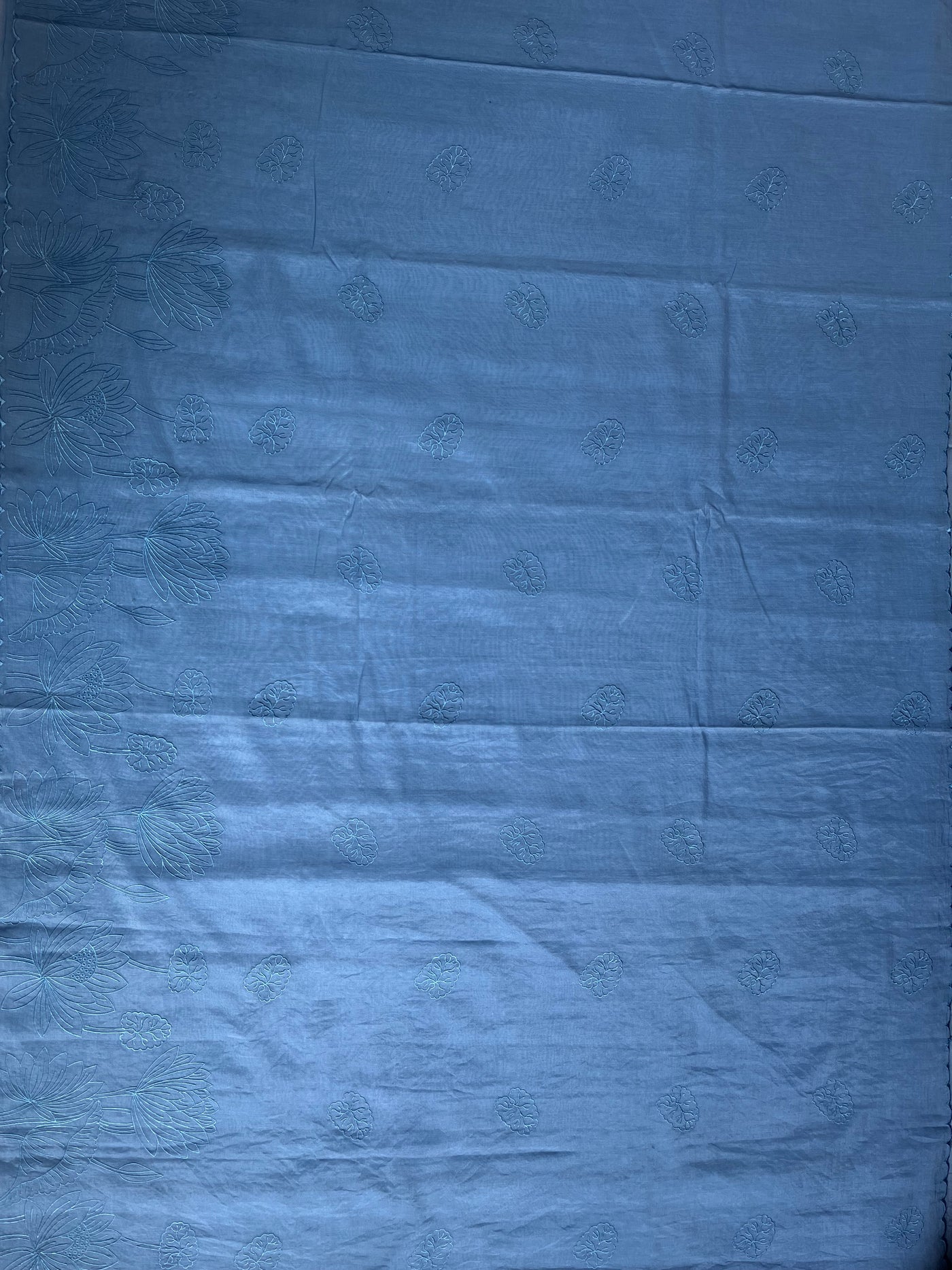 KANCHAN : INDIGO,PARTYWEAR  PURE SILK-EXCEL SAREE WITH THREAD EMBROIDERY.