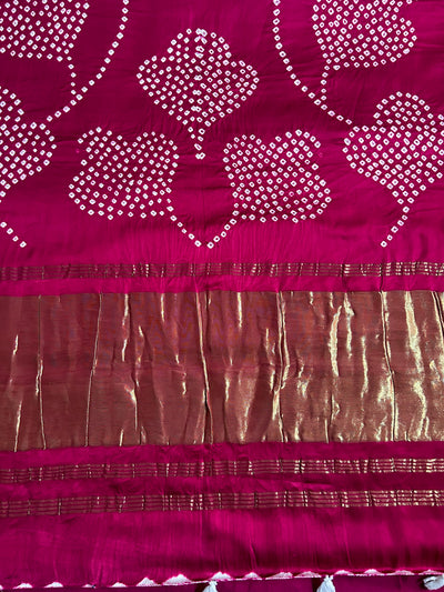 Damyanti: Handmade Designer Bandhani Modal Silk Tissue Pallu Saree