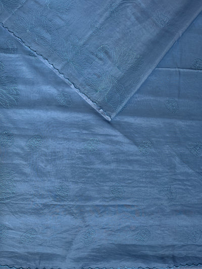 KANCHAN : INDIGO,PARTYWEAR  PURE SILK-EXCEL SAREE WITH THREAD EMBROIDERY.