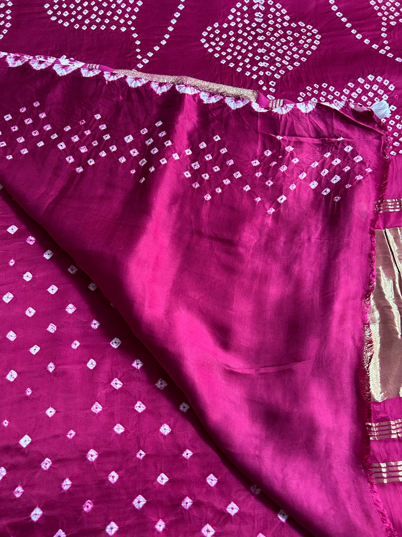 Damyanti: Handmade Designer Bandhani Modal Silk Tissue Pallu Saree