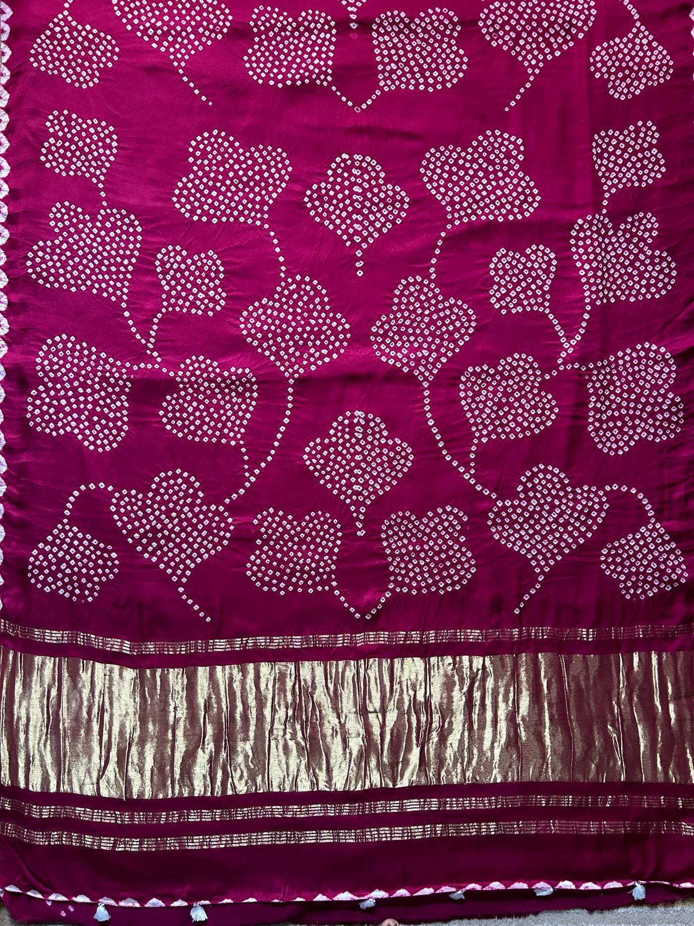 Damyanti: Handmade Designer Bandhani Modal Silk Tissue Pallu Saree