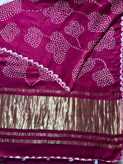 Damyanti: Handmade Designer Bandhani Modal Silk Tissue Pallu Saree