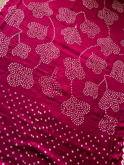 Damyanti: Handmade Designer Bandhani Modal Silk Tissue Pallu Saree