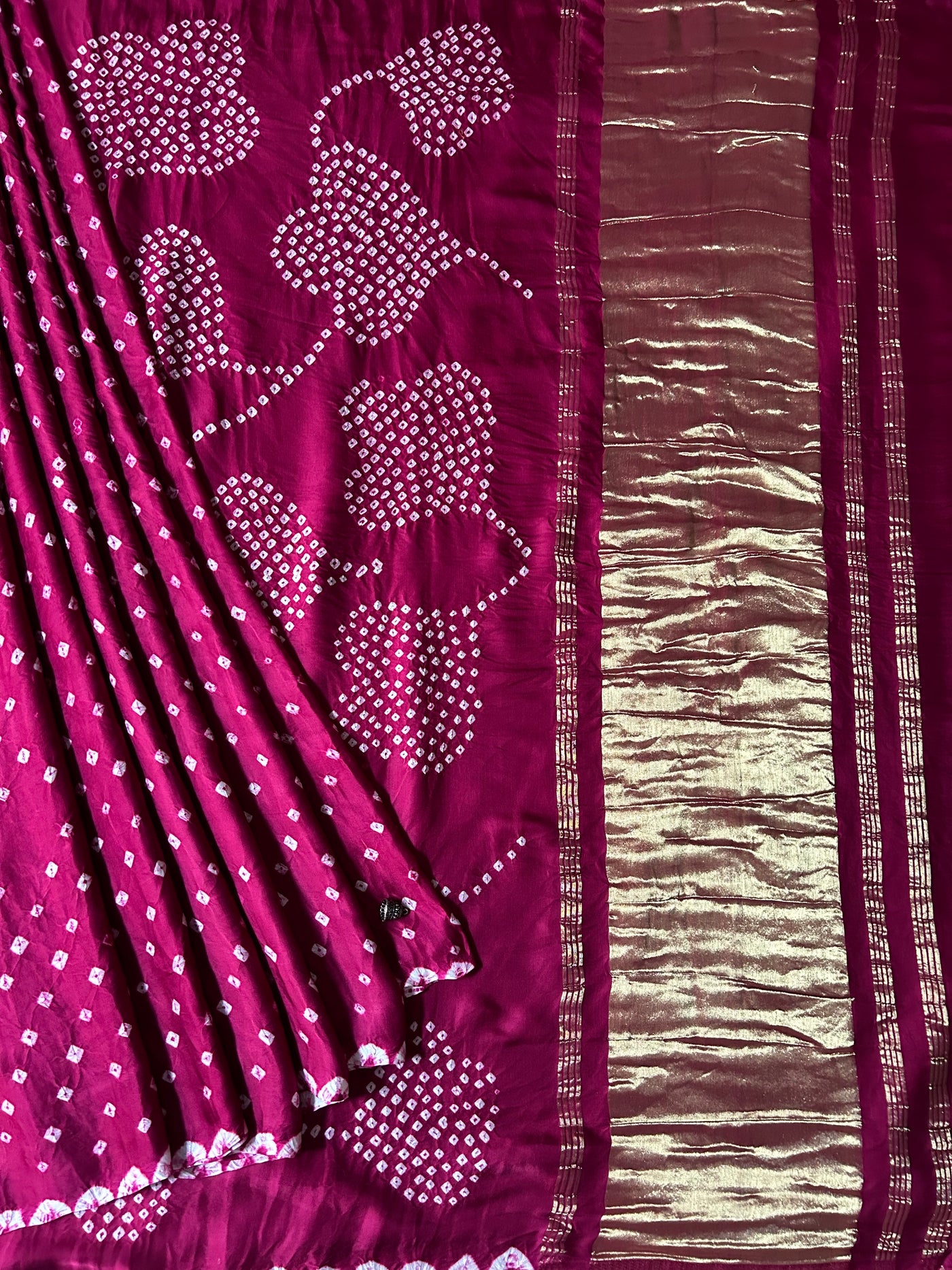 Damyanti: Handmade Designer Bandhani Modal Silk Tissue Pallu Saree