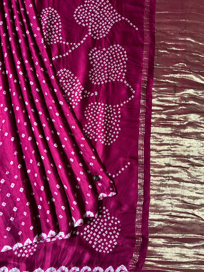 Damyanti: Handmade Designer Bandhani Modal Silk Tissue Pallu Saree