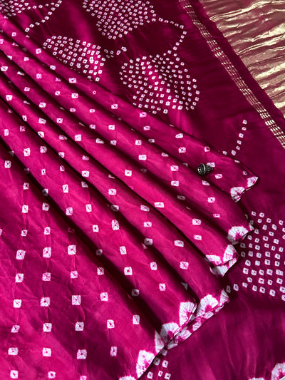 Damyanti: Handmade Designer Bandhani Modal Silk Tissue Pallu Saree