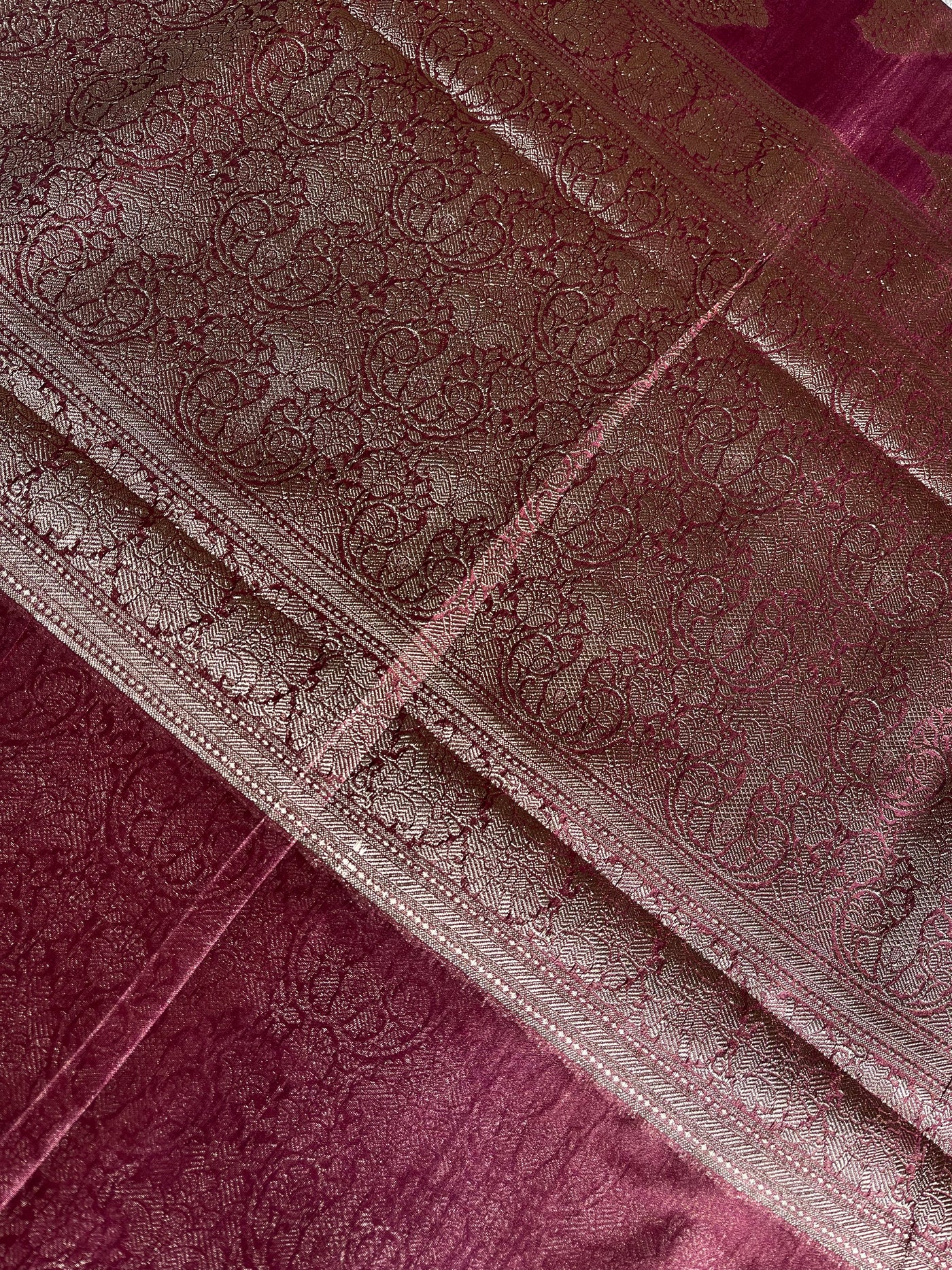 NALINI :MAGENTA,WEDDING WEAR BANARASI CHANDERI SILK SAREE