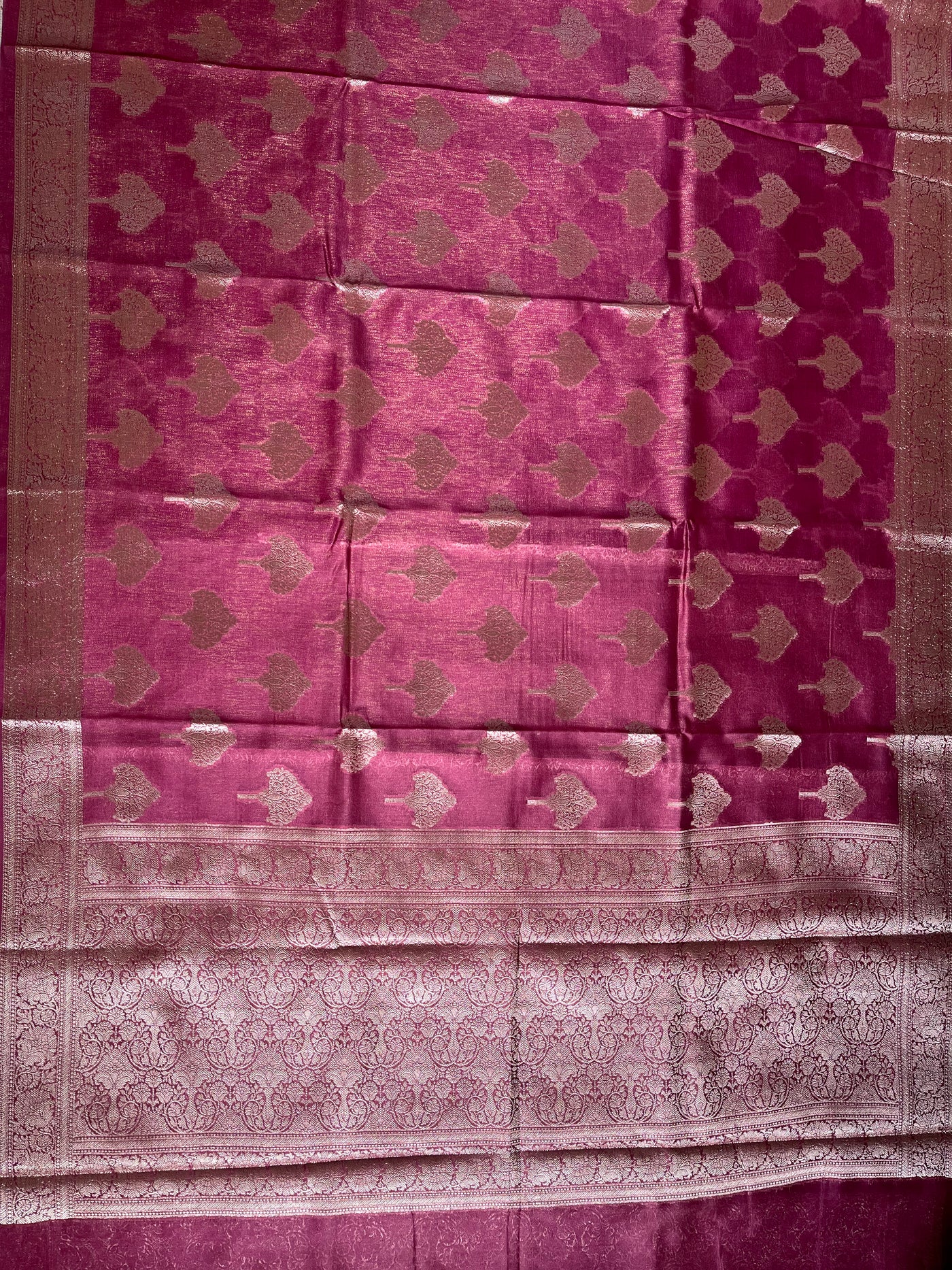 NALINI :MAGENTA,WEDDING WEAR BANARASI CHANDERI SILK SAREE