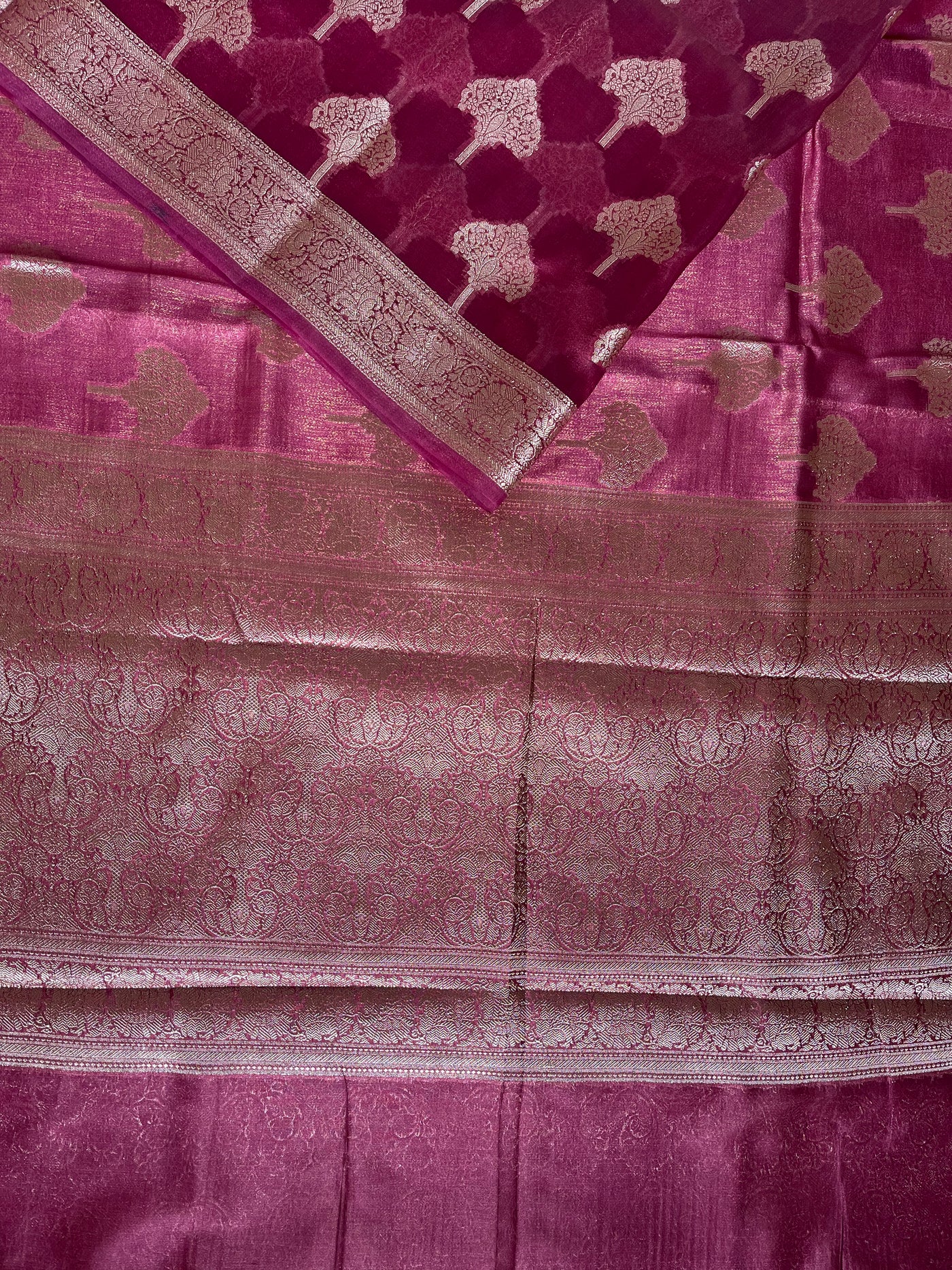 NALINI :MAGENTA,WEDDING WEAR BANARASI CHANDERI SILK SAREE