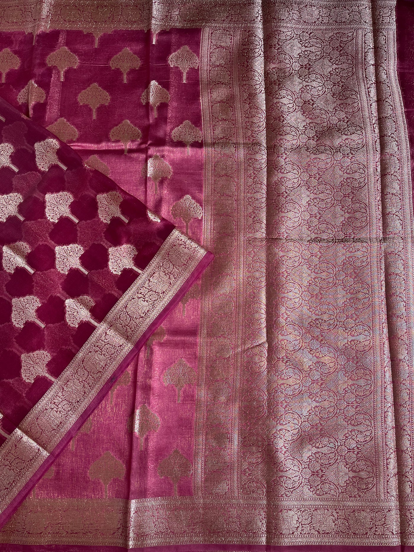 NALINI :MAGENTA,WEDDING WEAR BANARASI CHANDERI SILK SAREE