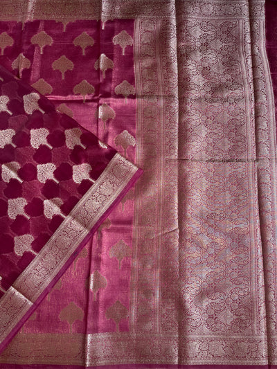 NALINI :MAGENTA,WEDDING WEAR BANARASI CHANDERI SILK SAREE