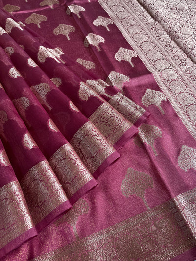NALINI :MAGENTA,WEDDING WEAR BANARASI CHANDERI SILK SAREE
