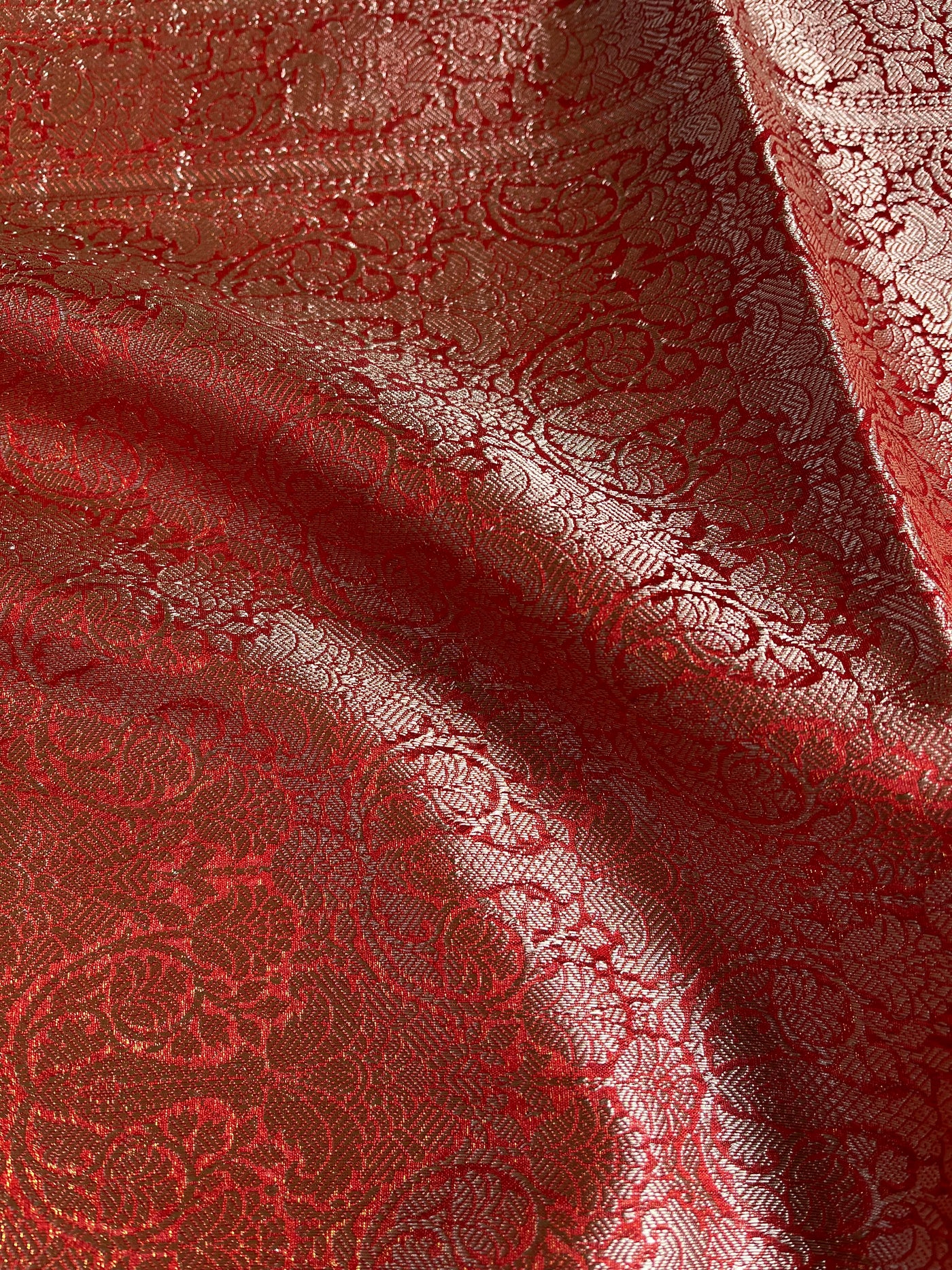 MRNALINI :RED, WEDDING WEAR BANARASI CHANDERI SILK SAREE