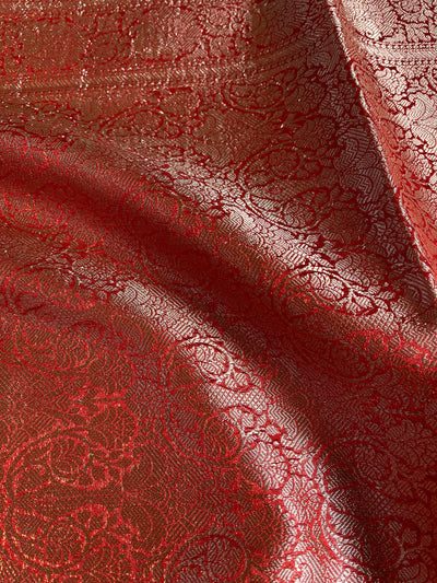 MRNALINI :RED, WEDDING WEAR BANARASI CHANDERI SILK SAREE