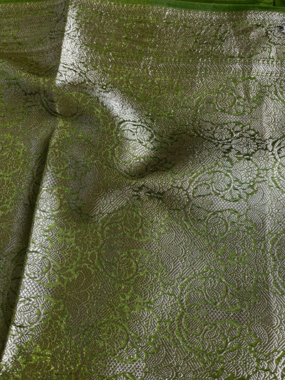 PARIJAT : HEENA GREEN, WEDDING WEAR BANARASI CHANDERI SILK SAREE